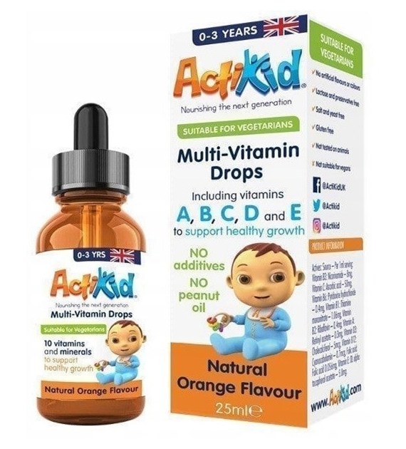 ActiKid Multi-Vitamin w kroplach o smaku pomarańczowym 25 ml