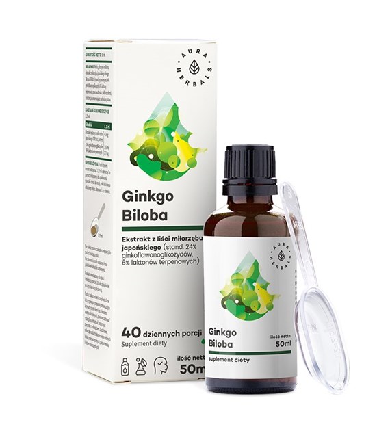 Aura Herbals Ginkgo Biloba - Miłorząb Japoński ekstrakt 50:1 50 ml w kroplach