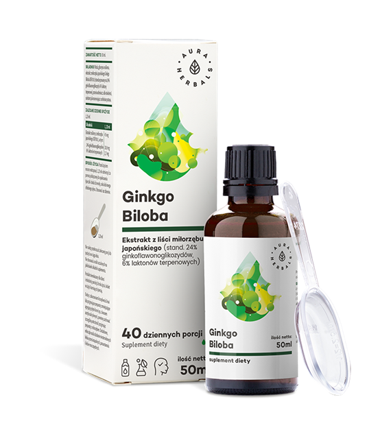 Aura Herbals Ginkgo Biloba - Miłorząb Japoński ekstrakt 50:1 50 ml w kroplach