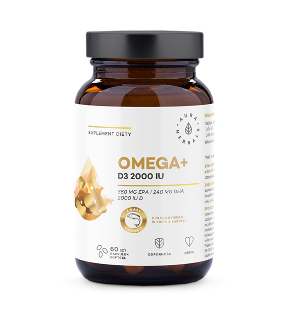 Aura Herbals Omega+ Witamina D3 2000 IU 60 kapsułek
