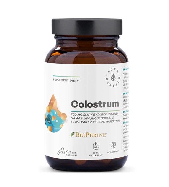 Aura Herbals Colostrum 700 mg + BioPerine 90 kapsułek