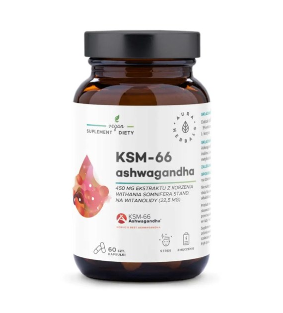 Aura Herbals Ashwagandha KSM-66 450 mg 60 kapsułek