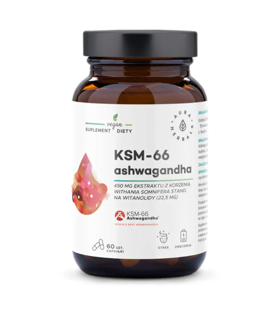 Aura Herbals Ashwagandha KSM-66 450 mg 60 kapsułek