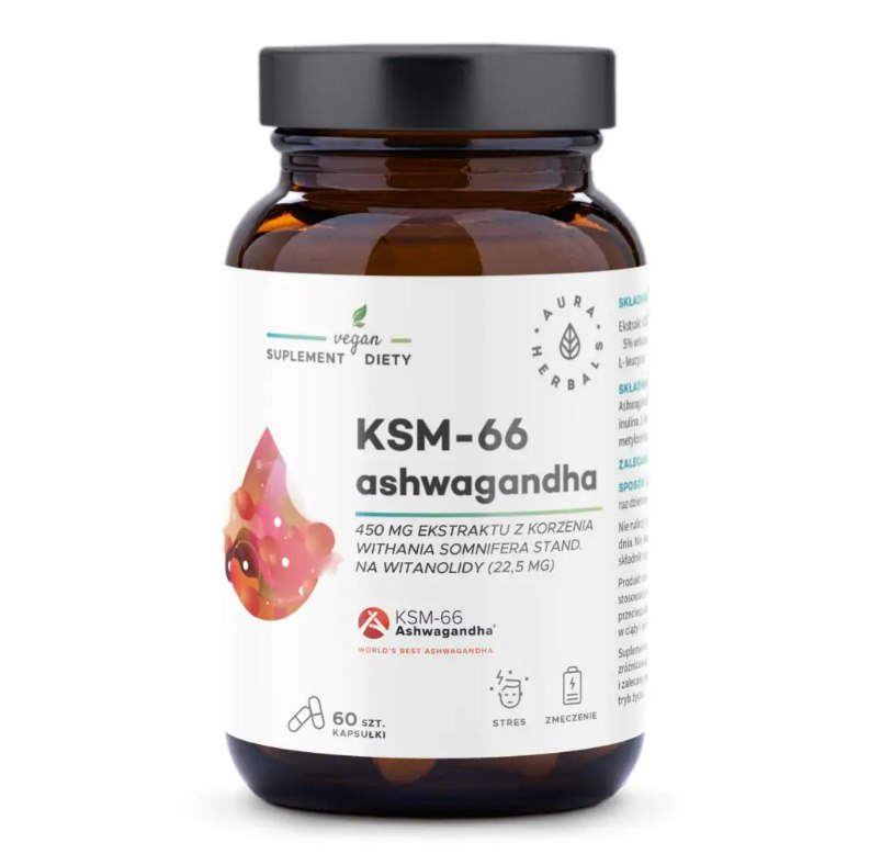 Aura Herbals Ashwagandha KSM-66 450 mg 60 kapsułek