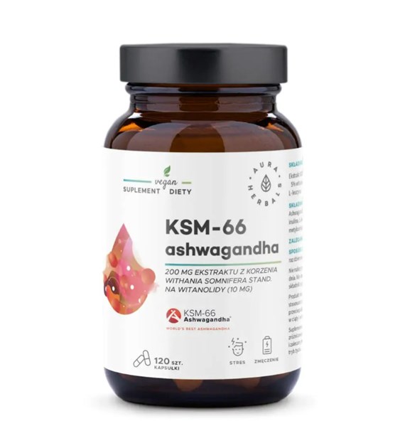 Aura Herbals Ashwagandha KSM-66 200 mg 120 kapsułek