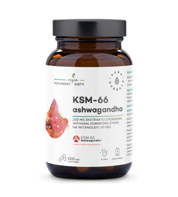 Aura Herbals Ashwagandha KSM-66 200 mg 120 kapsułek