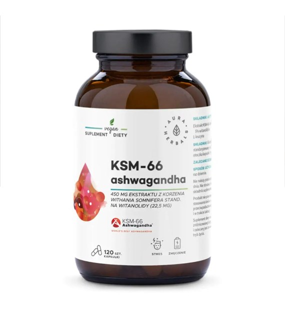 Aura Herbals Ashwagandha KSM-66 450 mg 120 kapsułek
