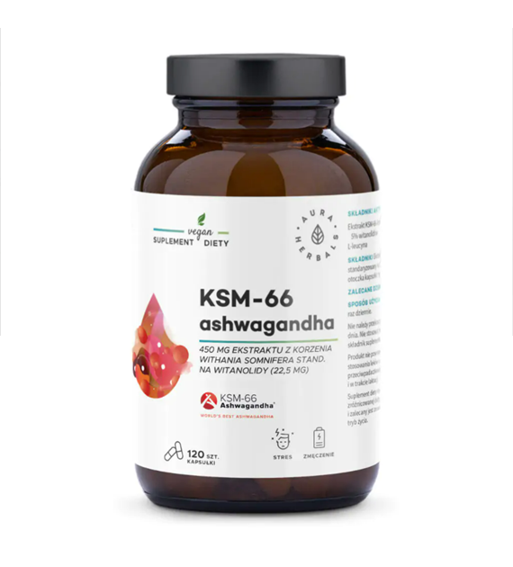 Aura Herbals Ashwagandha KSM-66 450 mg 120 kapsułek