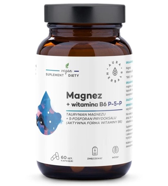 Aura Herbals Magnez + Witamina B6 (P-5-P) 60 kapsułek