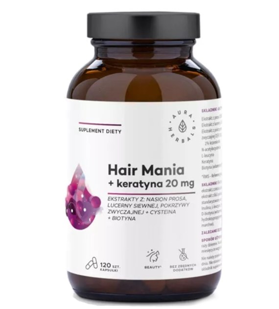 Aura Herbals Hair Mania + keratyna 20 mg 120 kapsułek