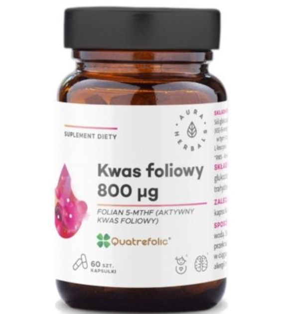 Aura Herbals Kwas foliowy 800 μq Quatrefolic 60 kapsułek