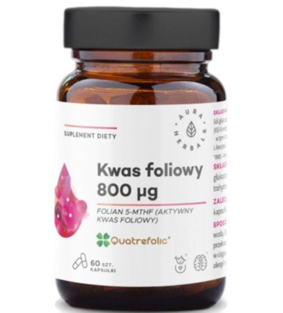 Aura Herbals Kwas foliowy 800 μq Quatrefolic 60 kapsułek