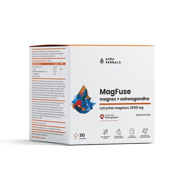 Aura Herbals MagFuse magnez + ashwagandha 30 saszetek