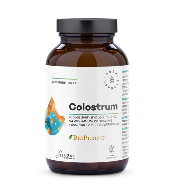 Aura Herbals Colostrum 700 mg + BioPerine 60 kapsułek