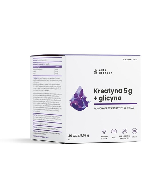 Aura Herbals Kreatyna 5 g monohydrat + glicyna 30 saszetek