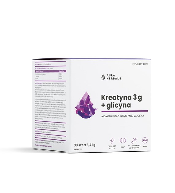 Aura Herbals Kreatyna 3 g monohydrat + glicyna 30 saszetek