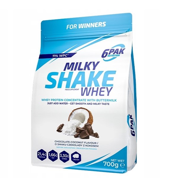6PAK Milky Shake Whey 700g białko WPC o smaku kokosowo-czekoladowym