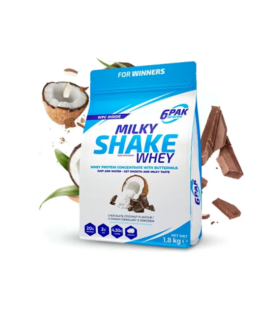 6PAK Milky Shake Whey 700g białko WPC o smaku kokosowo-czekoladowym