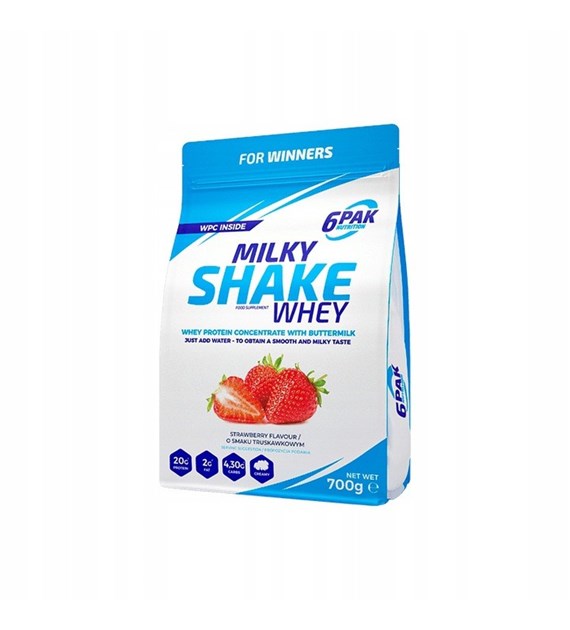 6PAK Milky Shake Whey 700g białko WPC o smaku truskawkowym
