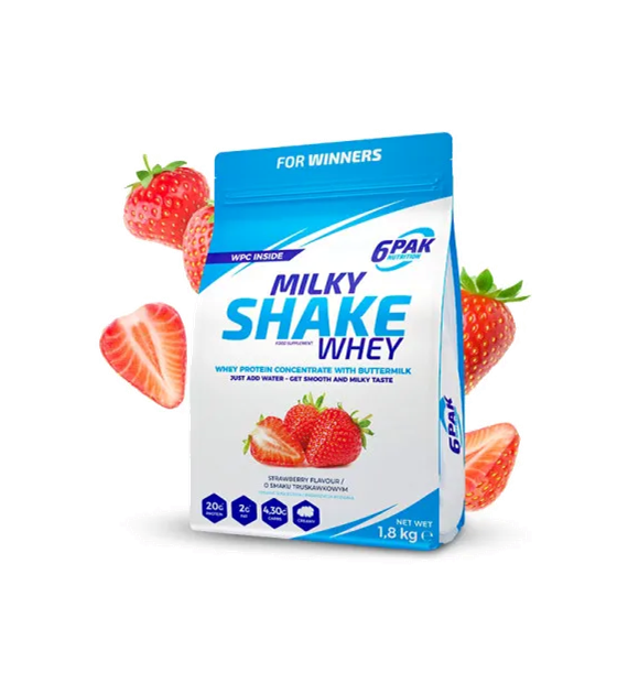 6PAK Milky Shake Whey 700g białko WPC o smaku truskawkowym