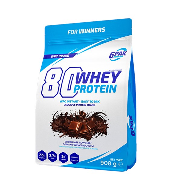 6PAK 80 Whey Protein 908g o smaku czekoladowym