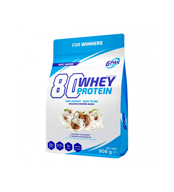 6PAK 80 Whey Protein 908g o smaku kokosowym