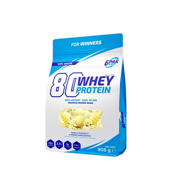 6PAK 80 Whey Protein 908g o smaku waniliowym