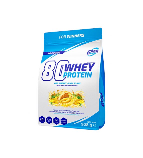 6PAK 80 Whey Protein 908g o smaku bananowym