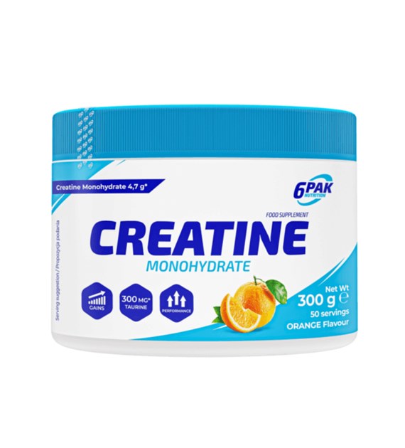 6PAK Creatine Monohydrate Kreatyna o smaku pomarańczowym 300g