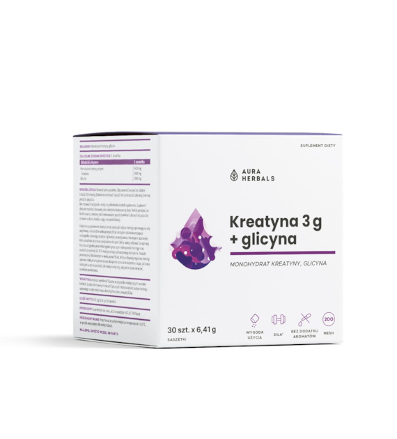 Aura Herbals Kreatyna 3 g monohydrat + glicyna 30 saszetek