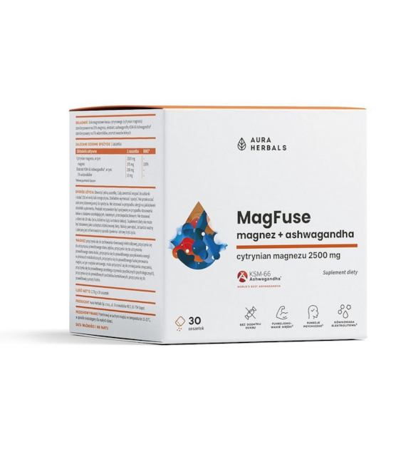 Aura Herbals MagFuse magnez + ashwagandha 30 saszetek