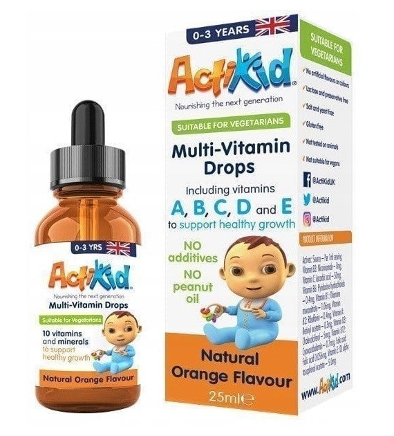 ActiKid Multi-Vitamin w kroplach o smaku pomarańczowym 25 ml