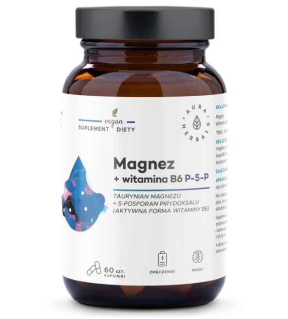 Aura Herbals Magnez + Witamina B6 (P-5-P) 60 kapsułek