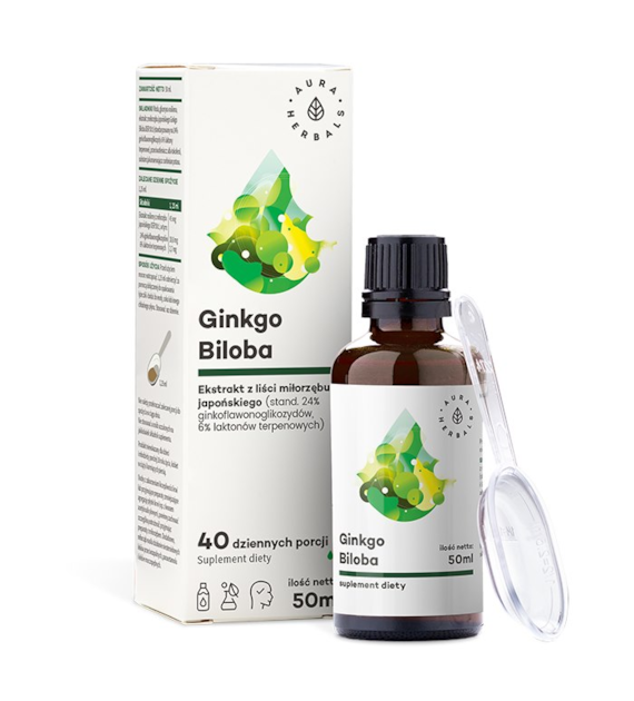 Aura Herbals Ginkgo Biloba - Miłorząb Japoński ekstrakt 50:1 50 ml w kroplach