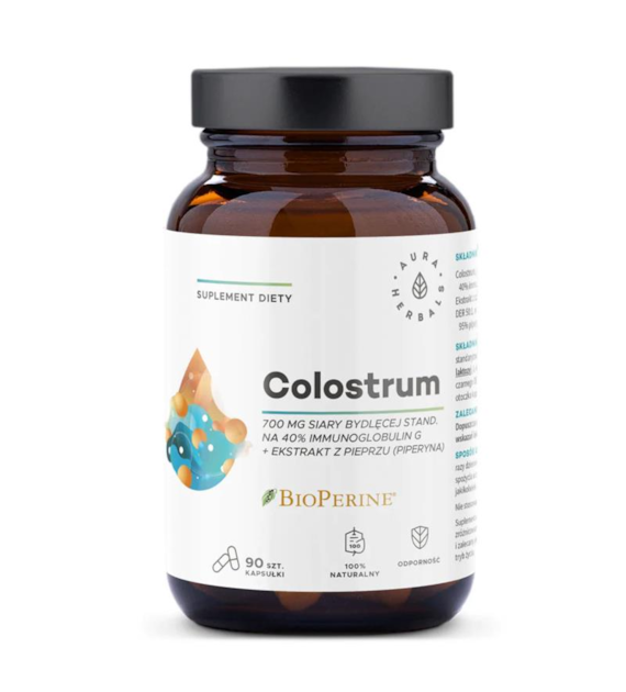 Aura Herbals Colostrum 700 mg + BioPerine 90 kapsułek