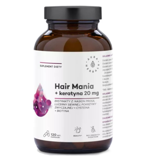 Aura Herbals Hair Mania + keratyna 20 mg 120 kapsułek