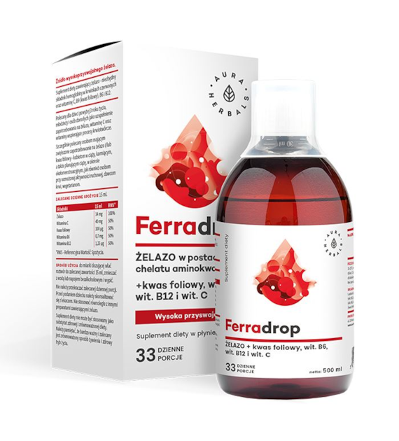 Aura Herbals Ferradrop (Żelazo + kwas foliowy) 500 ml
