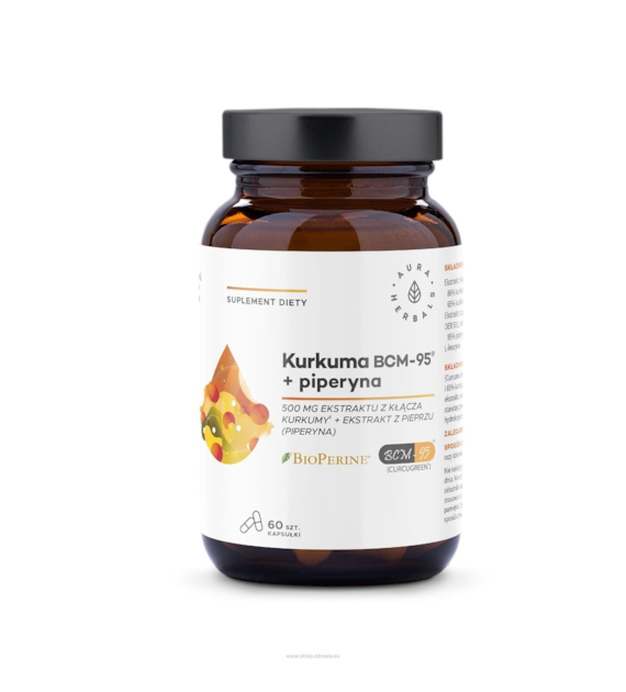 Aura Herbals Kurkuma 500 mg BCM-95 + piperyna 60 kapsułek