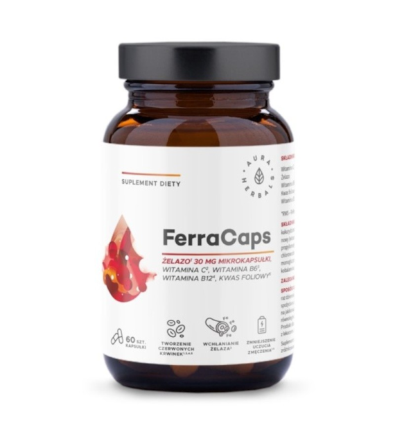 Aura Herbals FerraCaps żelazo 30 mg mikrokapsułki 60 kapsułek