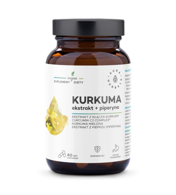 Aura Herbals Kurkuma + piperyna 60 kapsułek