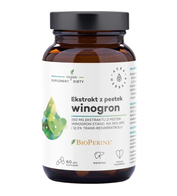 Aura Herbals Ekstrakt z pestek winogron OPC 550 mg 60 kapsułek