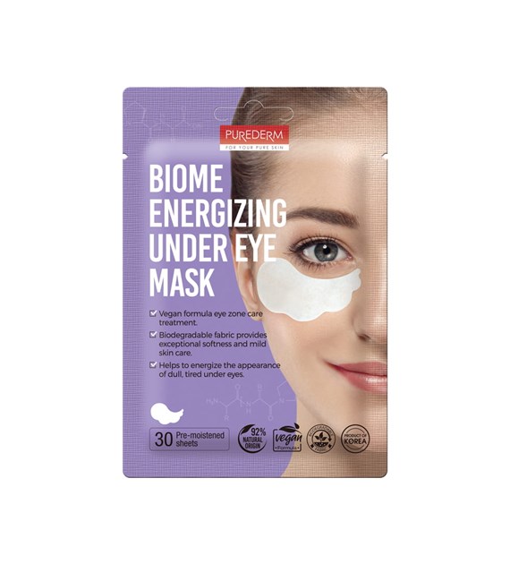 PUREDERM Probiotyczne wegańskie płatki pod oczy BIOME ENERGIZING 30 szt