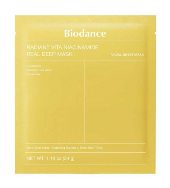 BIODANCE Radiant Vita Niacinamide Real Deep Mask rozjaśniająca maseczka 34g
